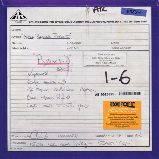 Alan Parsons Project - 2024RSD - Pyramid: Work In Progress (orange vinyl)