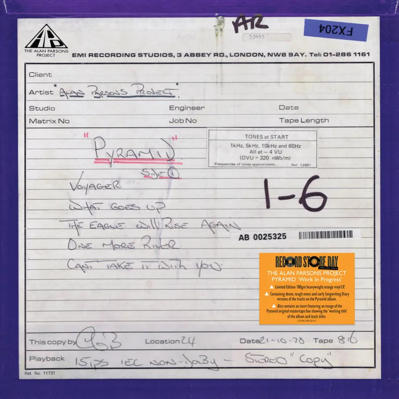 Alan Parsons Project - 2024RSD - Pyramid: Work In Progress (orange vinyl)